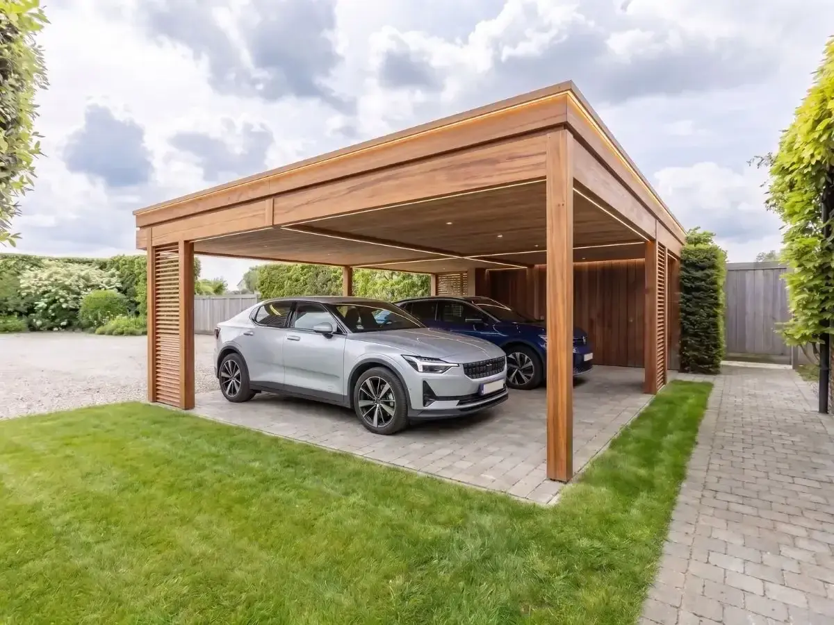 Wiata garażowa carport aluminiowy — realizacja Tarasy Wesoła Warszawa